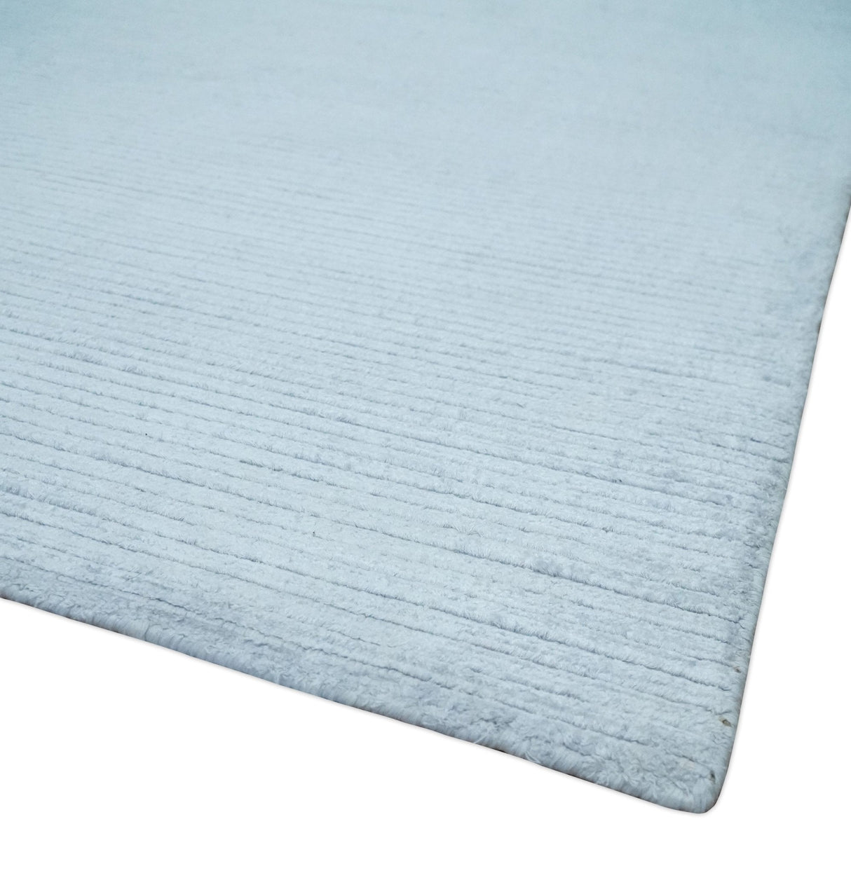 8x10 Solid Plain Blue, Silver Hand Loomed Modern Scandinavian Art Silk Loop Cut Area Rug