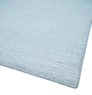 8x10 Solid Plain Blue, Silver Hand Loomed Modern Scandinavian Art Silk Loop Cut Area Rug