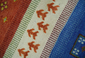 8x10 Tribal Gabbeh Green, Rust, Blue and Gold Hand knotted Traditional Wool Area Rug
