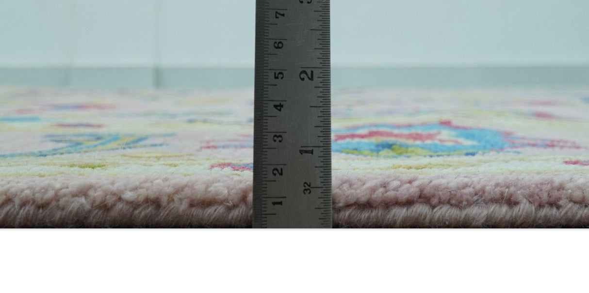 8x10 Vibrant Colorful Pink, Olive and Blue Oriental Oushak Hand Tufted area rug