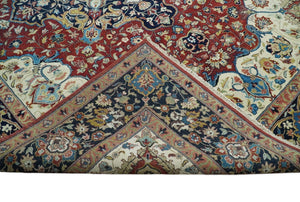 8x10 and 10x14 Fine Hand Knotted Rust, Ivory and Blue Traditional Vintage Heriz Serapi Antique Wool Rug