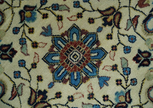 8x10 and 10x14 Fine Hand Knotted Rust, Ivory and Blue Traditional Vintage Heriz Serapi Antique Wool Rug