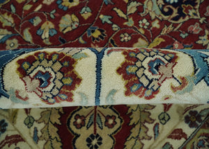 8x10 and 10x14 Fine Hand Knotted Rust, Ivory and Blue Traditional Vintage Heriz Serapi Antique Wool Rug