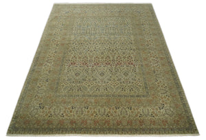 8x10 and 9x12 Vintage Brown Antique Persian Tabriz Fine Hand Knotted Wool Area Rug | TRD421