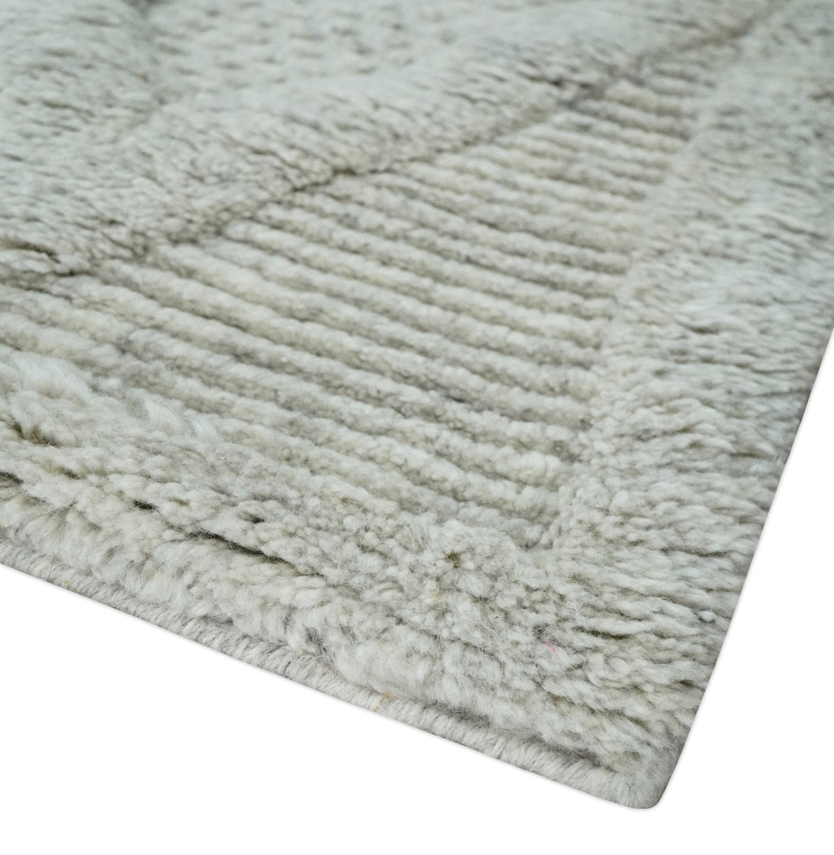 8x10 carved Texture Silver and Charcoal Geometrical hand knotted wool Area rug