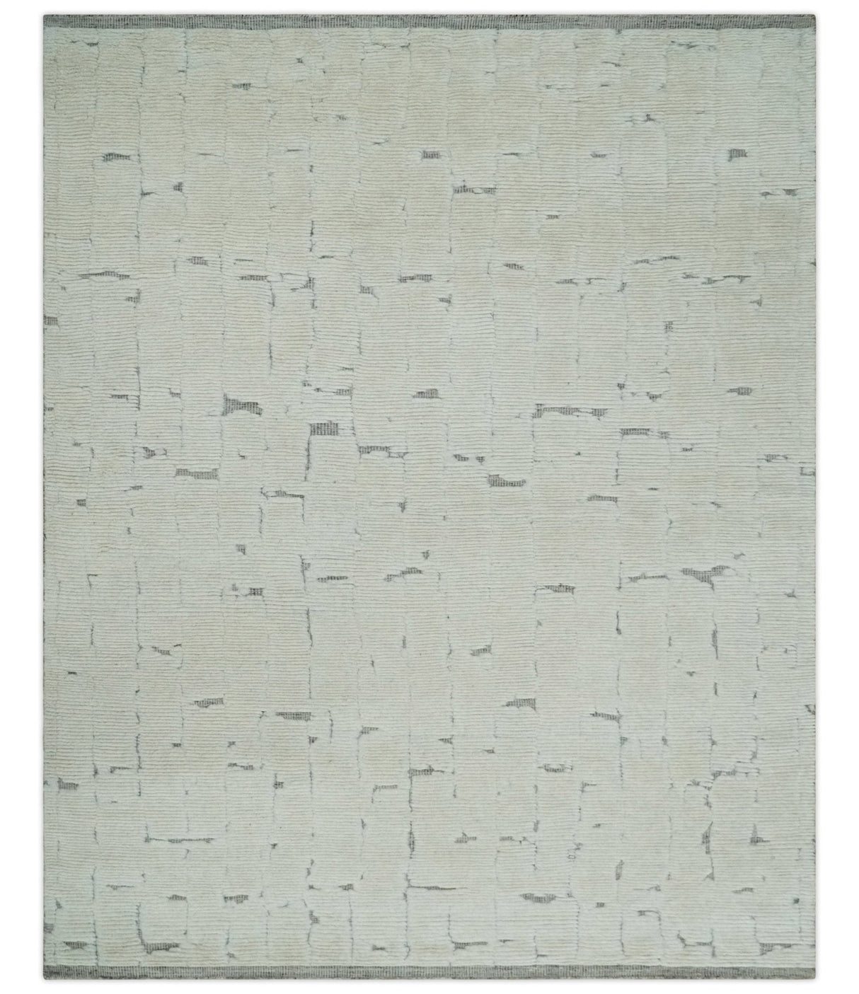 8x10 carved pattern Beige and Gray hand knotted wool rug