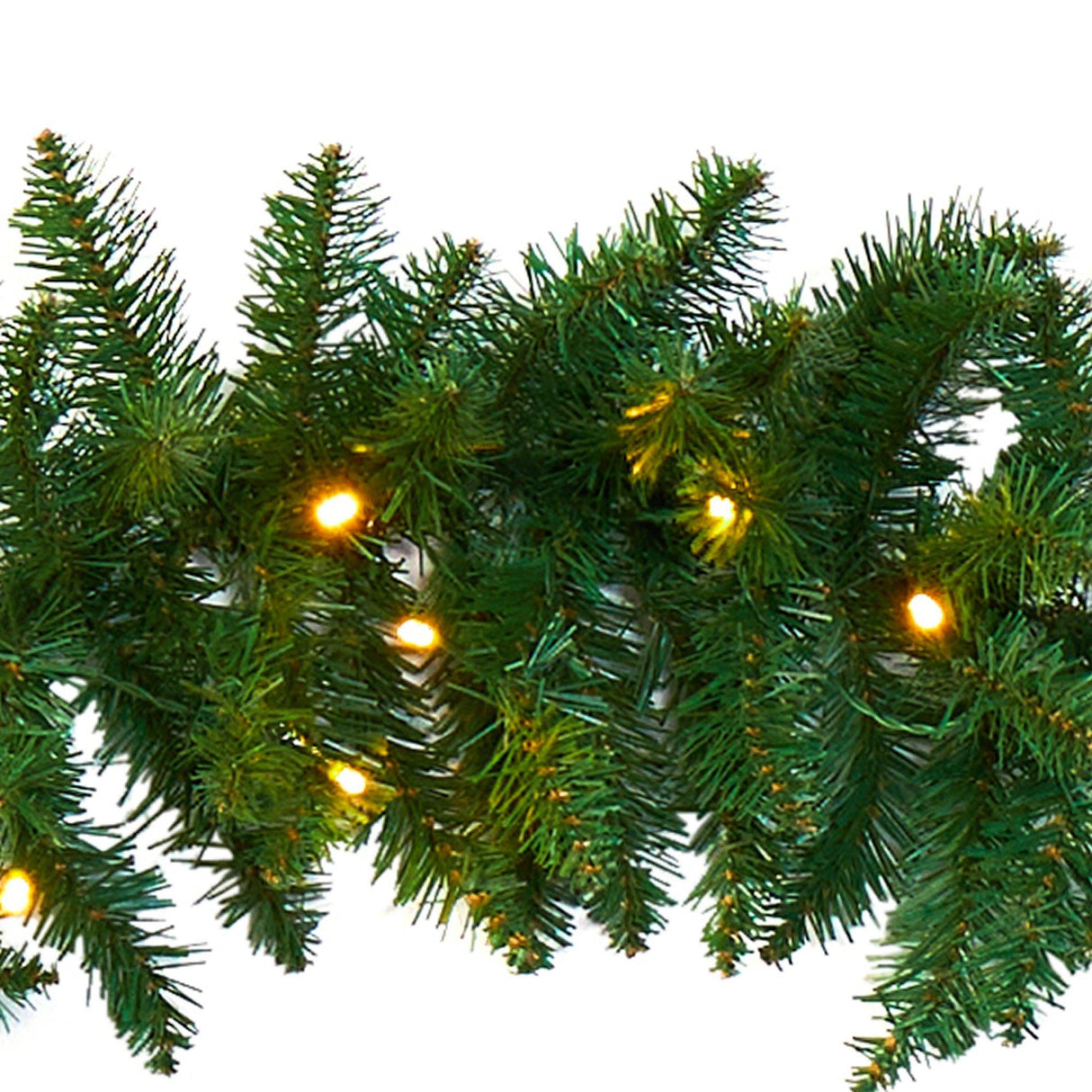 9’ Christmas Pine Artificial Garland with 50 Warm White LEDs Lights