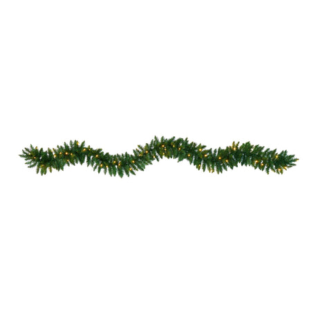 9’ Christmas Pine Artificial Garland with 50 Warm White LEDs Lights