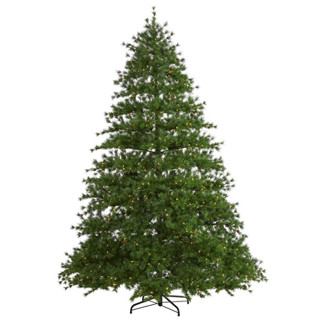 9’ Colorado Mountain Pine Artificial Christmas Tree with 650 Clear Lights, 3197 Bendable Branches and Pine Cones