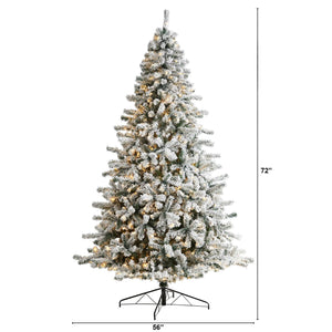 9' Flocked Rock Springs Spruce Christmas Tree with 650 LED Lights and 1550 Bendable Branches