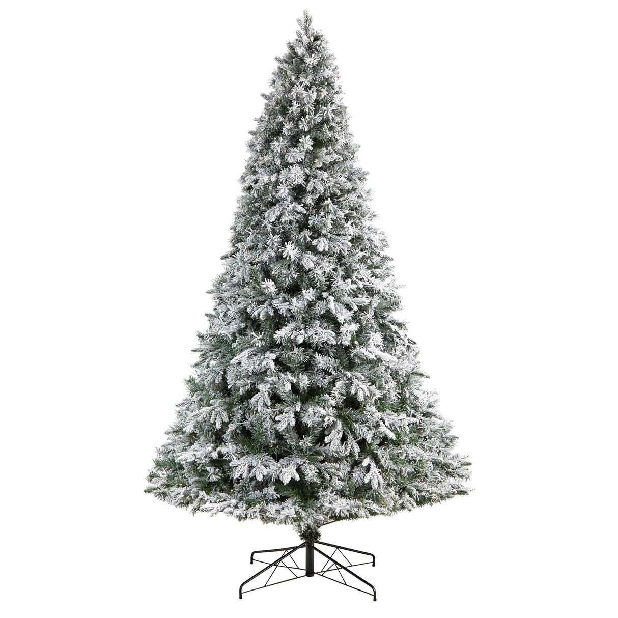 9' Flocked Vermont Mixed Pine Christmas Tree with 650 LED Lights and 1960 Bendable Branches