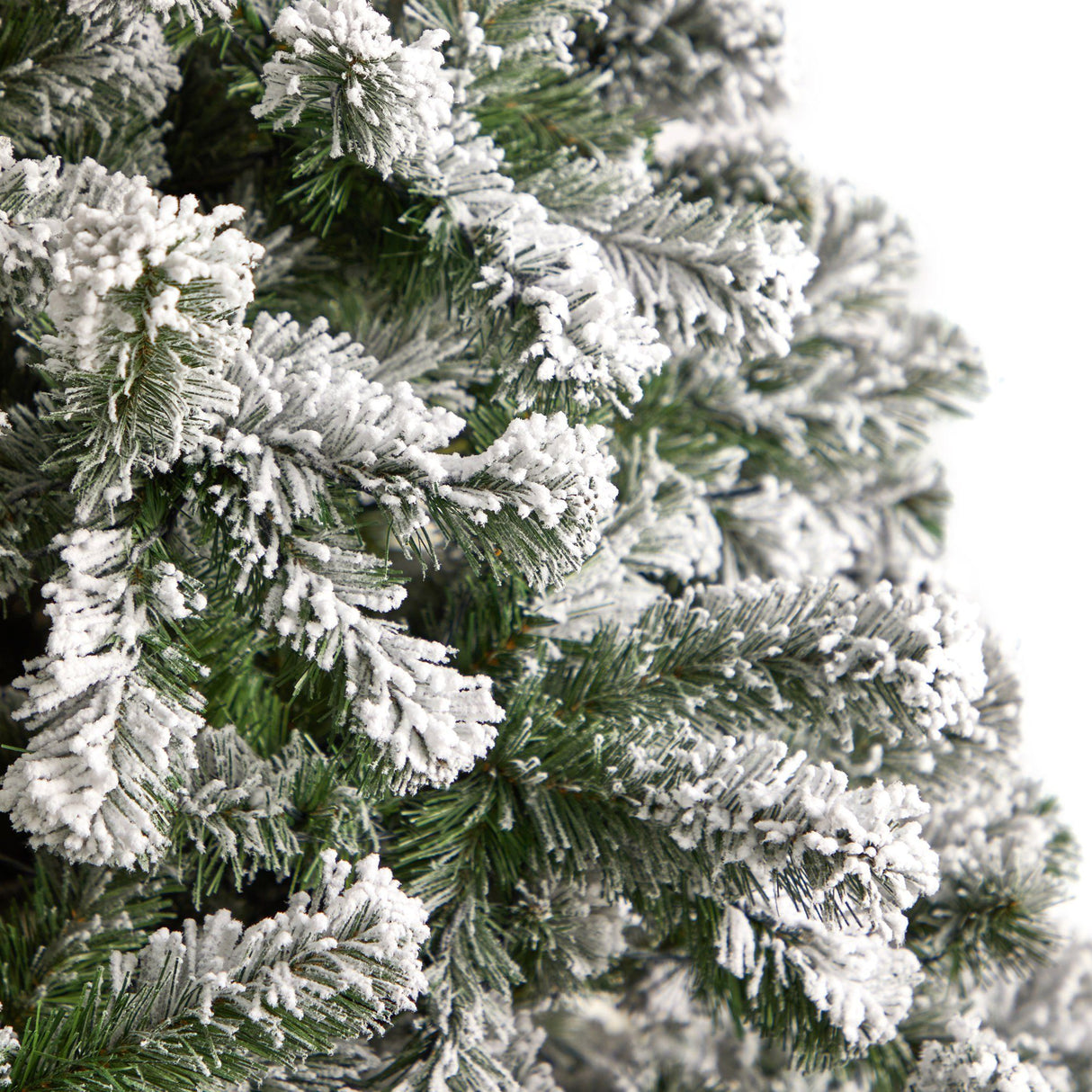 9' Flocked West Virginia Fir Christmas Tree with 650 Clear LED Lights and 1320 Bendable Branches