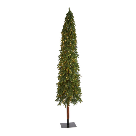 9’ Grand Alpine Artificial Christmas Tree with 600 Clear Lights and 1183 Branches on Natural Trunk