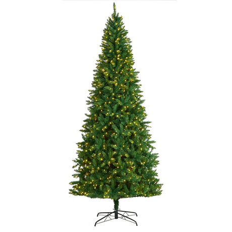 9’ Green Valley Fir Artificial Christmas Tree with 800 Clear LED Lights and 2093 Bendable Branches