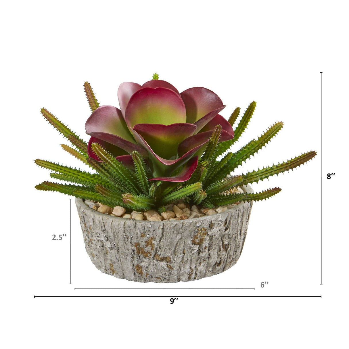 9” Mixed Succulent Artificial Plant in Weathered Oak Planter