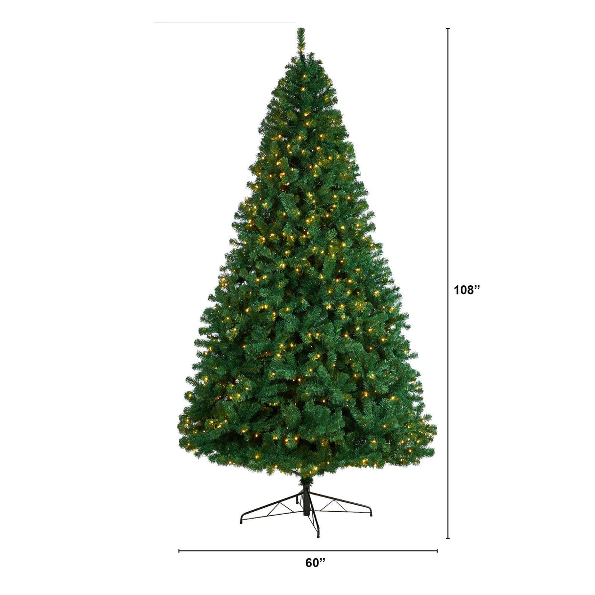 9' Northern Tip Artificial Christmas Tree with 650 Clear LED Lights and 1860 Bendable Branches