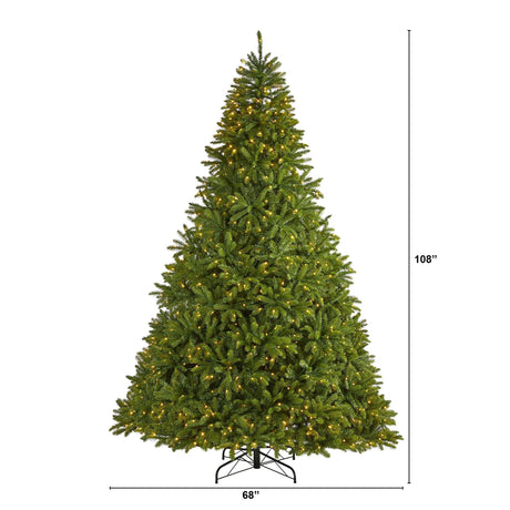 9’ Sierra Spruce “Natural Look” Artificial Christmas Tree with 1000 Clear LED Lights and 4443 Tips