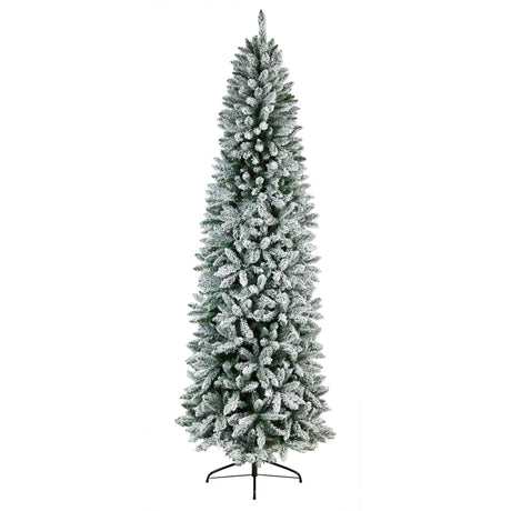 9’ Slim Flocked Montreal Fir Artificial Christmas Tree with 1860 Bendable Branches