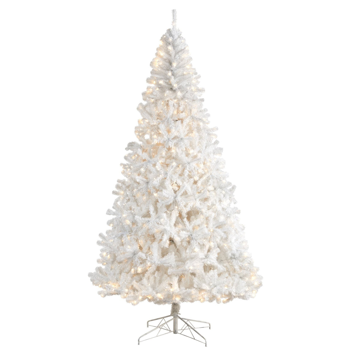 9' White Artificial Christmas Tree with 1860 Bendable Branches and 650 LED Lights