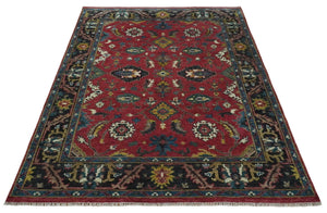 9x12 Antique Hand Knotted Rust and Charcoal Traditional Oushak Wool Area Rug | TRDCP1371912