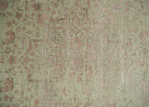 9x12 Fine Hand Knotted Beige and Peach Traditional Vintage Persian Style Antique Wool and Silk Rug | TRDCP662912