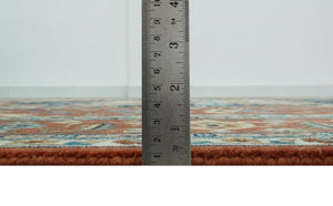 9x12 Fine Hand Knotted Rust, Ivory and Teal Traditional Heriz wool area rug