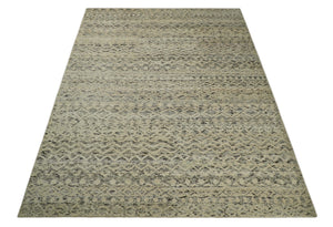 9x12 Hand Knotted Beige and Brown Modern Contemporary Southwestern Tribal Trellis Recycled Silk Area Rug | OP18
