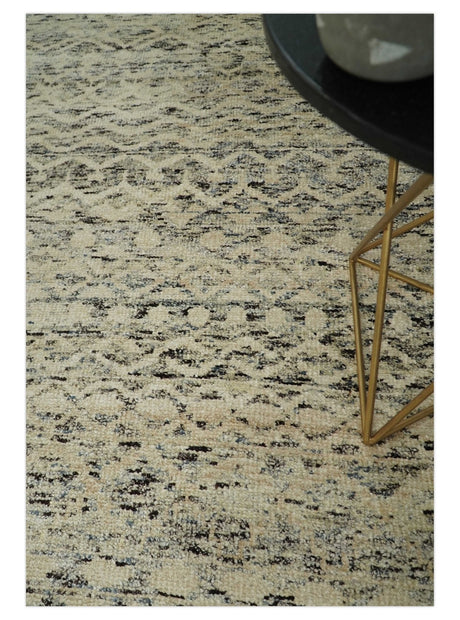 9x12 Hand Knotted Beige and Brown Modern Contemporary Southwestern Tribal Trellis Recycled Silk Area Rug | OP18