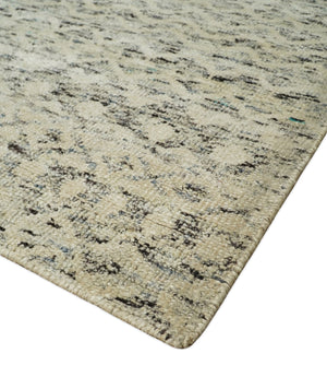 9x12 Hand Knotted Beige and Brown Modern Contemporary Southwestern Tribal Trellis Recycled Silk Area Rug | OP18