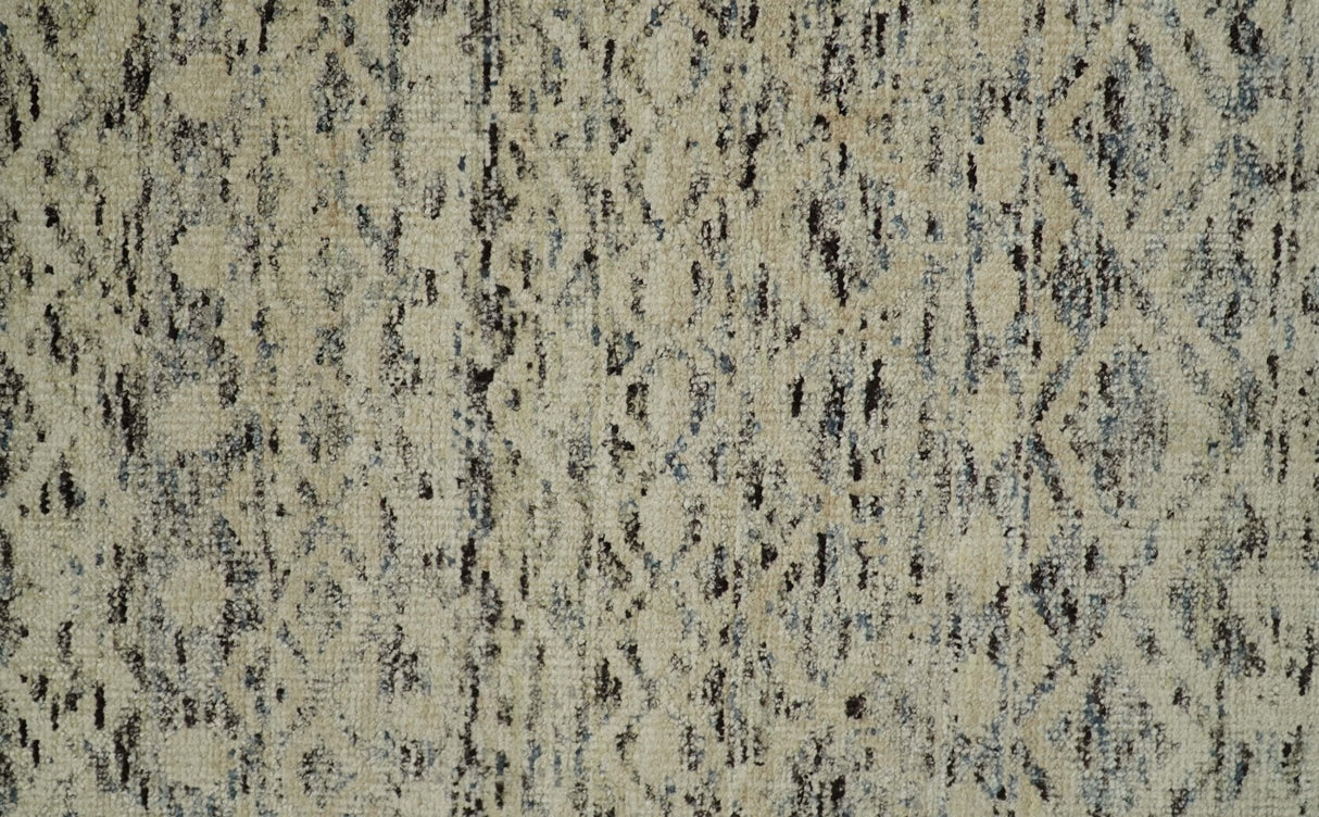 9x12 Hand Knotted Beige and Brown Modern Contemporary Southwestern Tribal Trellis Recycled Silk Area Rug | OP18
