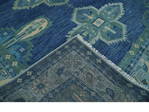 9x12 Hand Knotted Blue and Silver Traditional Antique Style Wool Rug