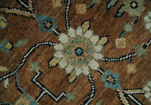 9x12 Hand Knotted Brown and Beige Traditional Floral Wool Area Rug