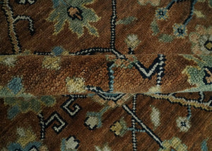9x12 Hand Knotted Brown and Beige Traditional Floral Wool Area Rug