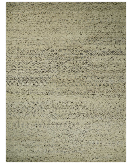 9x12 Hand Knotted Ivory, Gray and Brown Modern Contemporary Southwestern Tribal Trellis Recycled Silk Area Rug | OP23