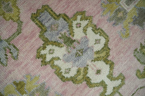 9x12 Hand Knotted Peach, Ivory and Olive Traditional Antique Style Wool Area Rug