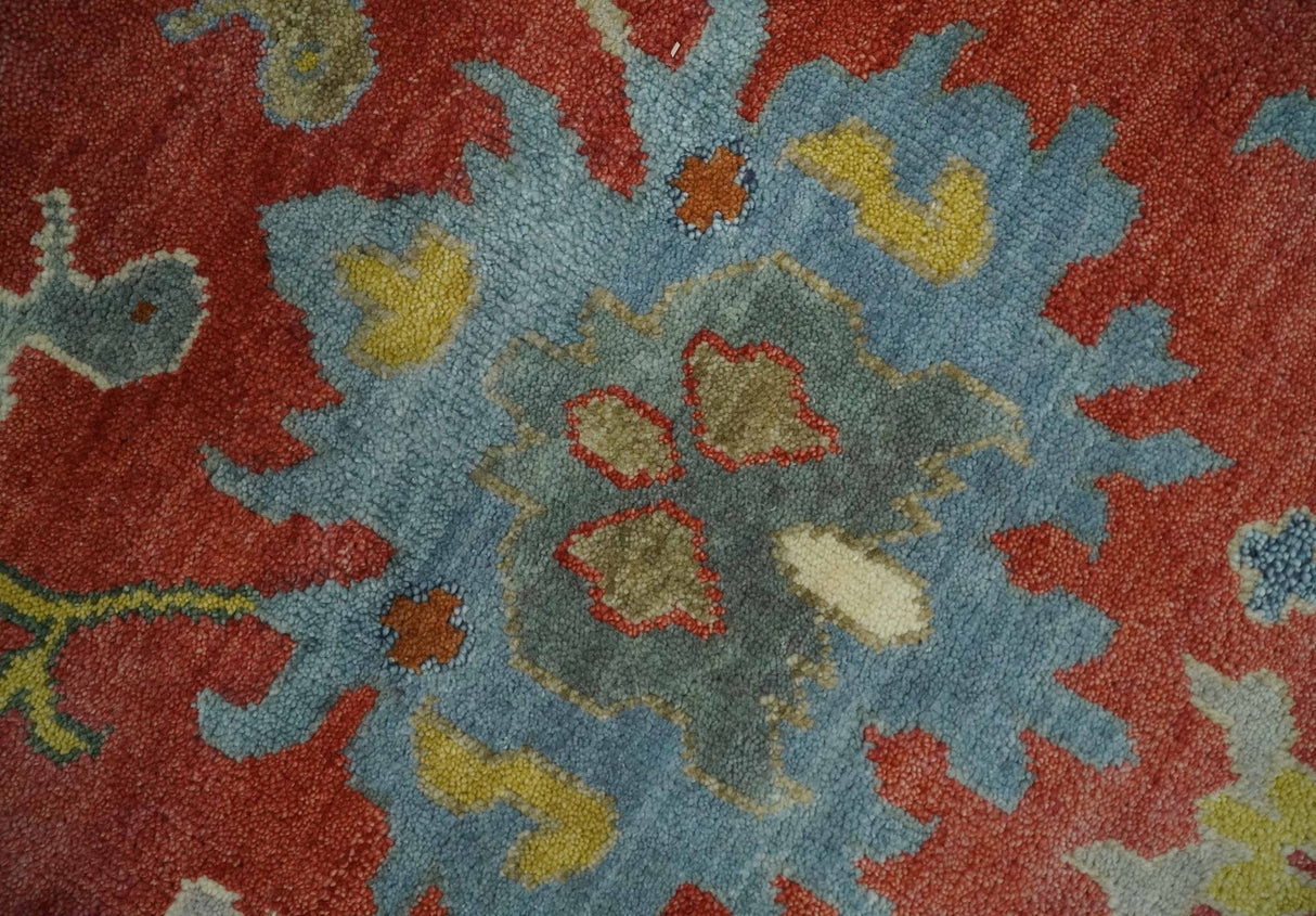 9x12 Hand Knotted Peach and Gray Traditional colorful Oushak Wool Rug