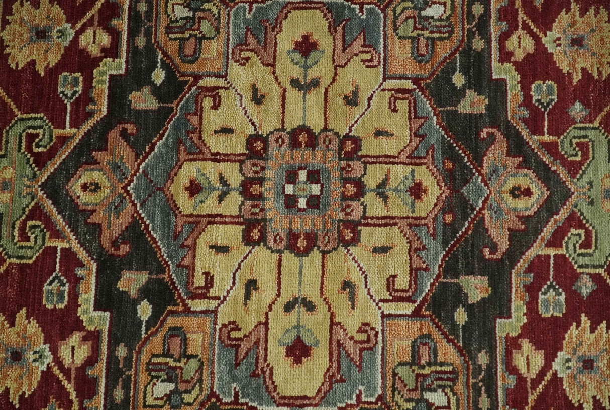 9x12 Hand Knotted Red and Gray Traditional Persian Heriz Serapi Wool Rug | TRDCP952