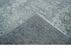 9x12 Hand Knotted Silver, Ivory and Charcoal Traditional Antique Style Wool Rug
