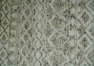 9x12 and 10x14 Hand Knotted Ivory, Beige and Brown Modern Contemporary Southwestern Tribal Trellis Recycled Silk Area Rug | OP28