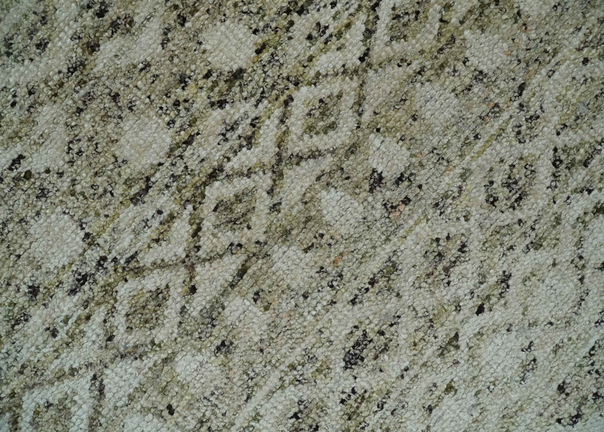 9x12 and 10x14 Hand Knotted Ivory, Beige and Brown Modern Contemporary Southwestern Tribal Trellis Recycled Silk Area Rug | OP28