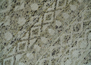 9x12 and 10x14 Hand Knotted Ivory, Beige and Brown Modern Contemporary Southwestern Tribal Trellis Recycled Silk Area Rug | OP28