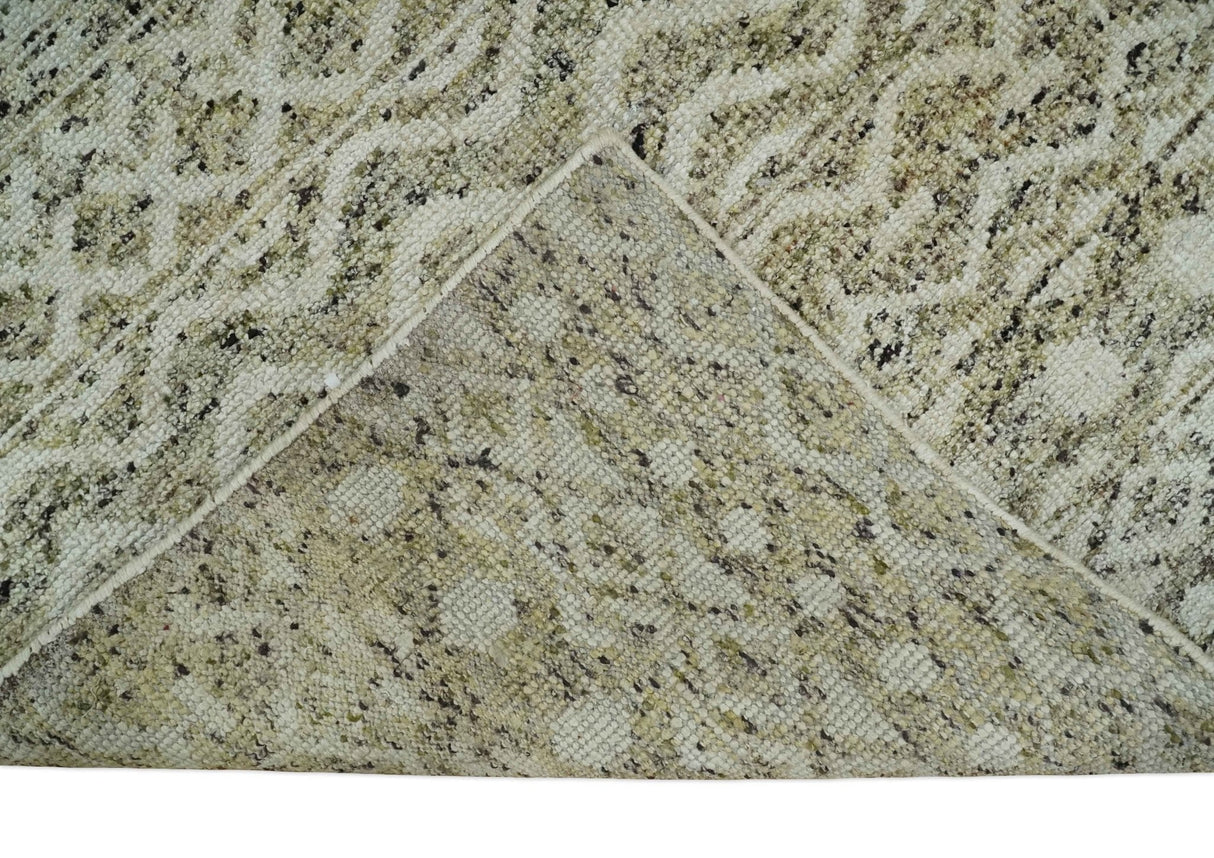 9x12 and 10x14 Hand Knotted Ivory, Beige and Brown Modern Contemporary Southwestern Tribal Trellis Recycled Silk Area Rug | OP28