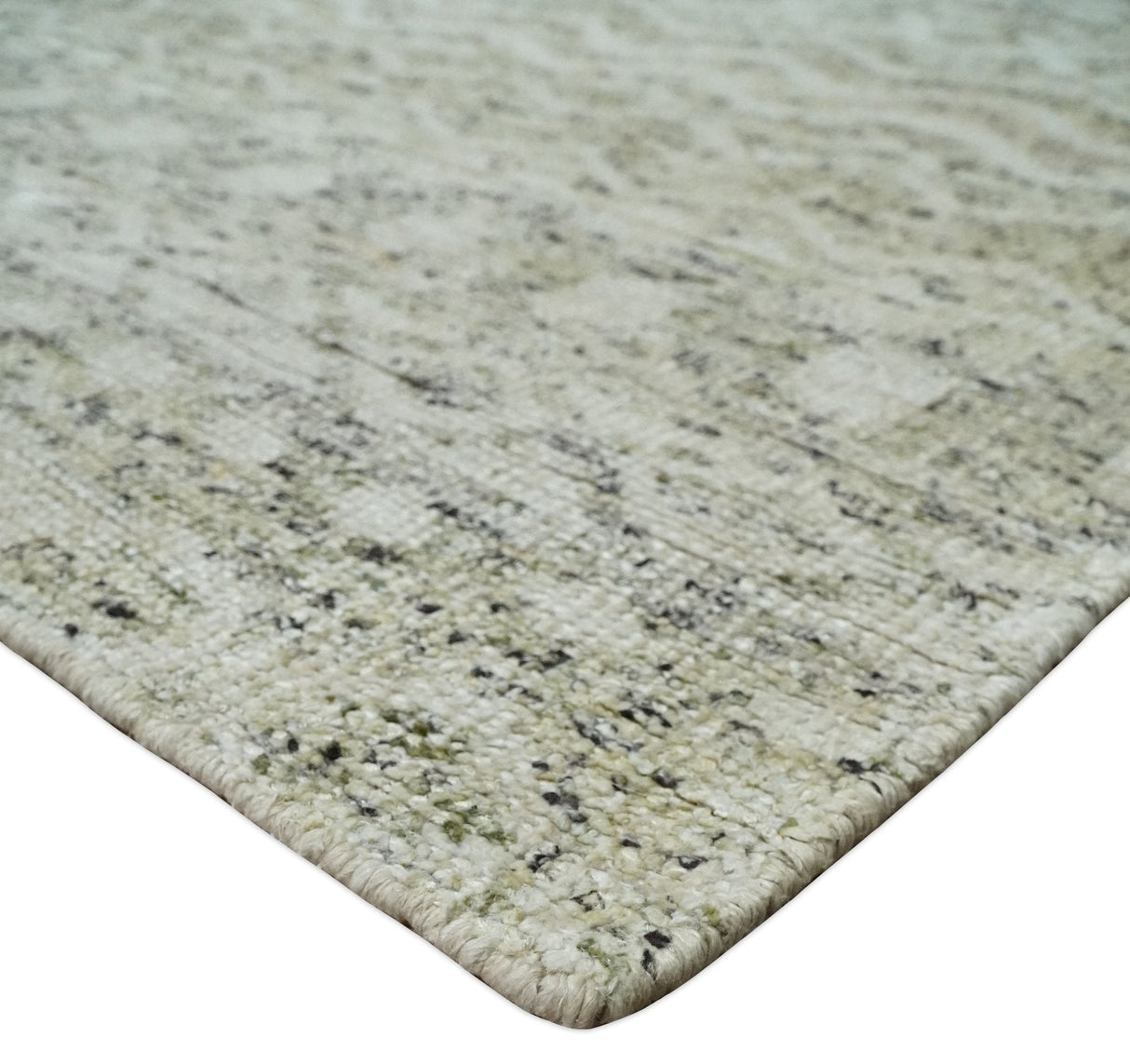 9x12 and 10x14 Hand Knotted Ivory, Beige and Brown Modern Contemporary Southwestern Tribal Trellis Recycled Silk Area Rug | OP28