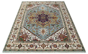 9x12 and Runner Traditional Mustard, Silver and Ivory Hand knotted wool Area Rug