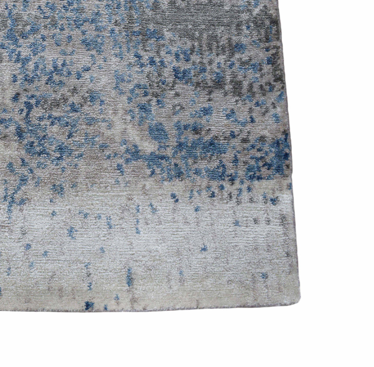 Abstract Handmade Silver and Blue Bamboo Silk 8x10 Area Rug | TRD1689810