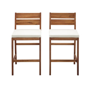 Acacia Wood Outdoor Counter Stools, Set of 2