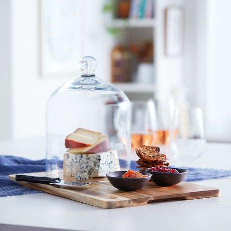 Acaciawood 4 Piece Cheese Board Serving Set with Glass Dome