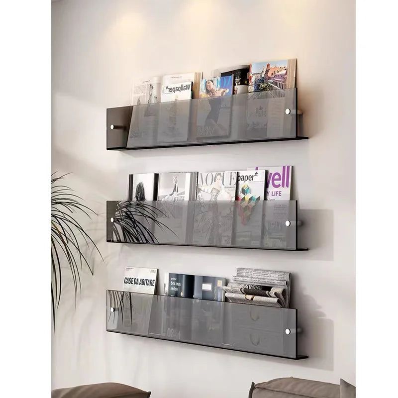 Acrylic Wall-Mounted Magazine Shelf