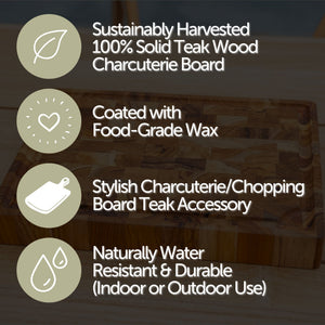 Adobe Checkered Teak Cutting Board - 15"