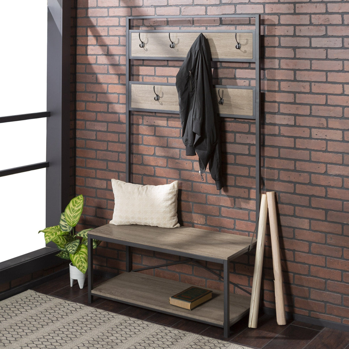 Aldridge Entryway Bench With Coat Rack